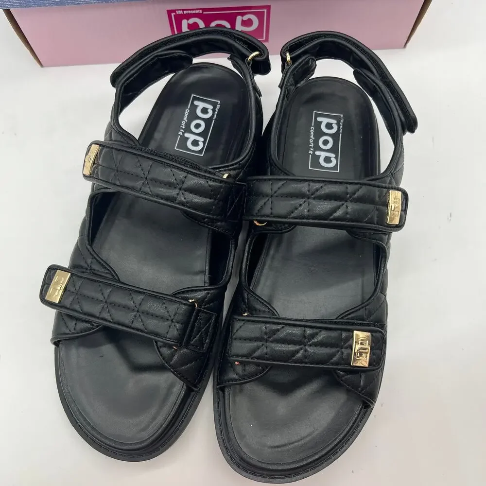 Pop Yield Open Toe Women's Footbed Sandals Black Size 11M